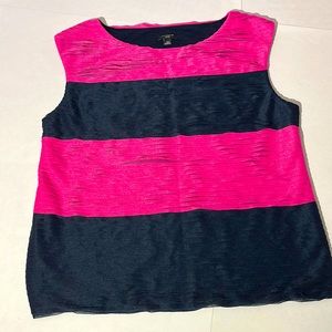 Ann Taylor Petite large tank top shell cami neon pink navy textured barbiecore